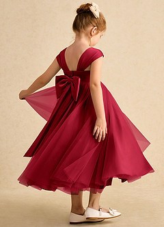 Azazie Chickadee Flower Girl Dresses Scarlet Ball-Gown Sweetheart Neckline Matte Satin Dress image1