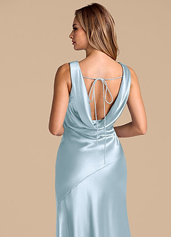 Azazie Rylina 신부 들러리 드레스 인어 메탈릭 새틴 바닥 길이 드레스 image2