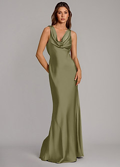 Azazie Cheryl Bridesmaid Dresses Pistachio Mermaid Stretch Satin Dress image1