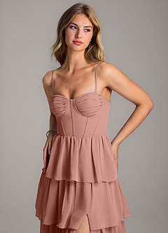 Azazie Alanna Abiti da Damigella Abito A-Line in Chiffon Scollo a Cuore Cedro Rosa image2