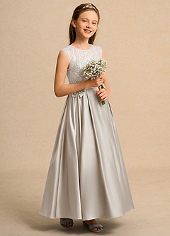 Azazie Candy Girl Flower Girl Klänningar Klä Balklänning i Matt satäng Rosett image5