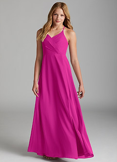 Azazie Davis Junior Fuchsia A-Line Chiffon Dress image1