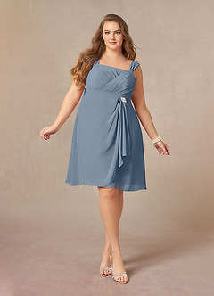 Azazie Olivia Mère de la mariée Robes Robe Trapèze en Mousseline de soie Encolure carrée plissée Violet Crépusculaire image9