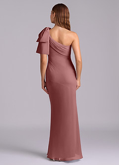 Azazie Yuanna 신부 들러리 드레스 인어 한쪽 어깨 쉬폰 바닥 길이 드레스 image2