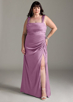Azazie Jesaphine Bridesmaid Dresses Wisteria Sheath Bow Stretch Satin Dress image8