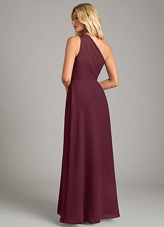 Azazie Phaedra Bridesmaid Dresses Cabernet A-Line One Shoulder Chiffon Dress image2
