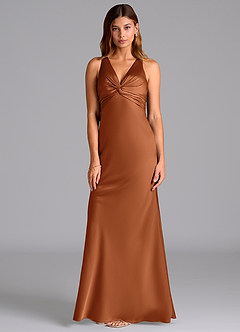 Azazie Hati 신부 들러리 드레스 인어 스트레치 새틴 바닥 길이 드레스 image5