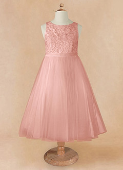 Azazie Calla Flower Girl Dresses Rosette Ball-Gown Lace Tulle Dress image7