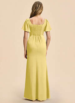 Azazie Chace Junior Canary Sheath Stretch Satin Dress image2