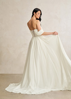 Azazie Fawn Wedding Dresses Cream A-Line Sweetheart Sequins Chiffon Dress image6