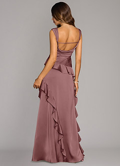 Azazie Sloane Bridesmaid Dresses Vintage Mauve A-Line Sweetheart Neckline Stretch Satin Dress image2