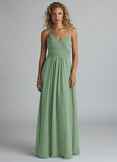 Azazie Haleigh Venta Final Vestido de Burgundy de Gasa de Corte en A con Plisado image1