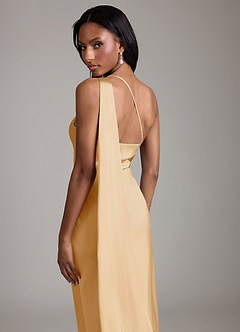 Azazie Galinda Suknie dla druhen Syrena Jedno ramię Satyna elastyczna Do ziemi Sukienka image2