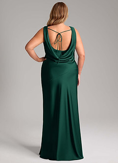 Azazie Rylina Bridesmaid Dresses Emerald Mermaid Stretch Satin Dress image8