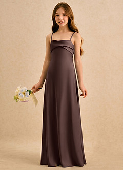 Azazie Mirabella Girls Formal Flower Girl Dresses Ganache Sheath Sweetheart Neckline Stretch Satin Dress image2