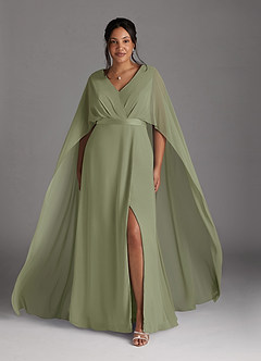 Azazie Isa Mother of the Bride Dresses Pistachio A-Line V-Neck Pleated Chiffon Dress image7