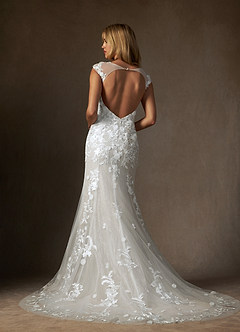 Azazie Salina Abiti da Sposa Abito Sirena in Tulle con Scollo a Cuore e Paillettes Bianco Diamante image2