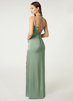 Azazie Desi Brautjungfernkleider Etui Halter Korsett Stretch-Satin Kleid Matcha image5