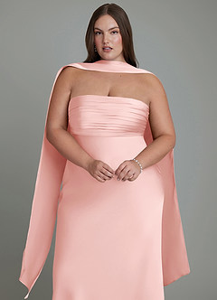 Azazie Saylor Vestidos de damas de honor Vestido Rosa Empolvado de Satén Elástico de Corte Sirena con Palabra de honor image18