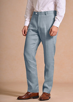 front Harrison Blu Polveroso Pantaloni eleganti in lino 100%