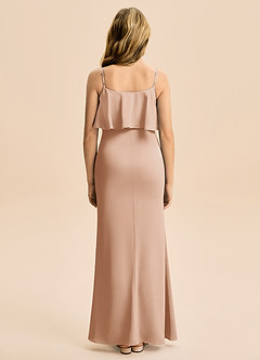 Azazie Galene Junior Havfrue Stræk satin Gulv-længde Junior brudepige Kjole image2