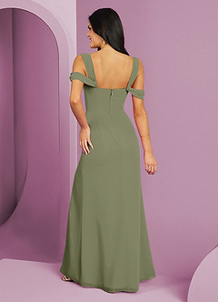 Barbie ♥ Azazie Bridesmaid Dresses Pistachio A-Line Off the Shoulder Chiffon Dress image6