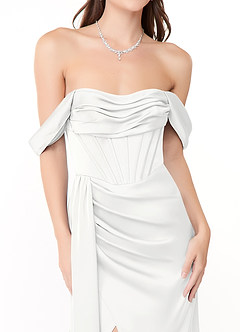 Azazie Amyra Šaty pre družičky Morská panna Z ramena Strečový satén Dĺžka podlahy Šaty image7