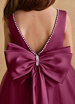 Azazie Cookie Flower Girl Dresses Mulberry A-Line Bow Tulle Dress image6