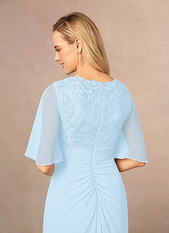 Azazie Carson Mother of the Bride Dresses Sky Blue A-Line V-Neck Lace Chiffon Dress image5