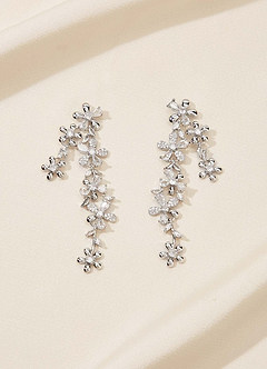 front Blooming Flower Rhinestone Long Necklace