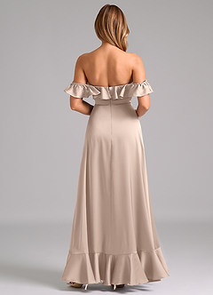 Azazie Lyra Bridesmaid Dresses English Rose A-Line Off the Shoulder Stretch Satin Convertible Dress image6