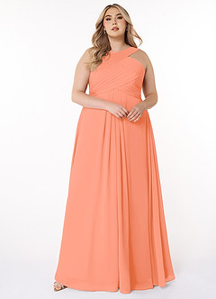 Azazie Kaleigh Bridesmaid Dresses Sunset A-Line Pleated Chiffon Dress image7