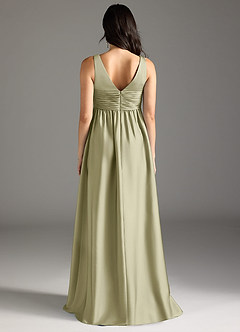 Azazie Yetta Maternity Bridesmaid Dresses A-Line Pleated Stretch Satin Floor-Length Dress image7