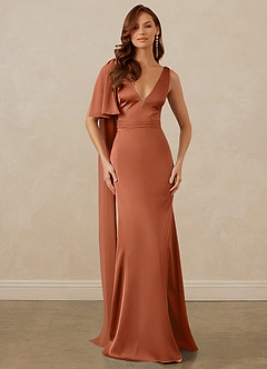 Christian Siriano Bridal for Azazie 1011 Bridesmaid Dresses Cedar Rose Mermaid Bow Stretch Satin Dress image1