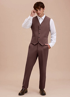 front Ethan Espresso Refined Weave Suit Vest