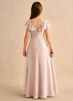 Azazie Nari Girls Formal Flower Girl Dresses English Rose A-Line with Sleeves Chiffon Dress image7