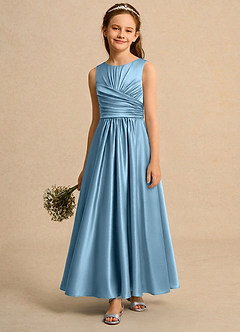 Azazie Ducky Girls Formal Flower Girl Klänningar Klä A-Line i Stretch Satin Plisserad image4