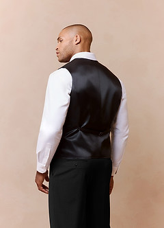 front Savile Black Wool Blend Suit Vest