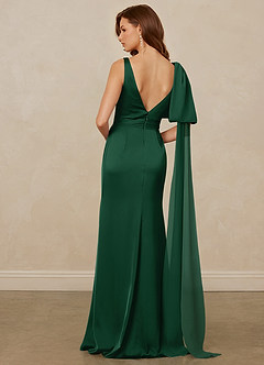 Christian Siriano Bridal for Azazie 1011 Robes de demoiselle d'honneur Robe Sirène en Satin extensible Arc Vert Foncé image2