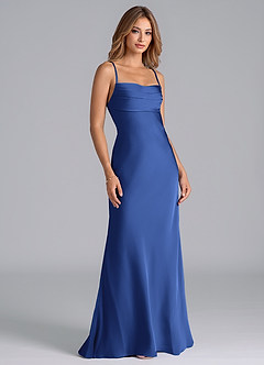 Azazie Seema Bridesmaid Dresses Royal Blue Mermaid Corset Stretch Satin Dress image1