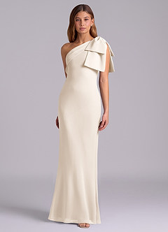 Azazie Yuanna Bridesmaid Dresses White Alabaster Mermaid One Shoulder Chiffon Dress image5