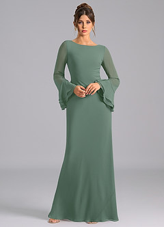 Azazie Leone Bridesmaid Dresses Eucalyptus Mermaid Corset Chiffon Dress image3