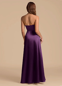 Azazie Wren 신부 들러리 드레스 A라인 스트랩리스 메탈릭 새틴 바닥 길이 드레스 image2