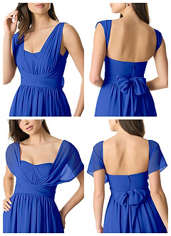 Azazie Olani Abiti da Damigella Abito Convertibile A-Line in Chiffon a Spalla Scoperta Blu Reale image9