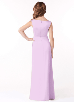 Azazie Sadia Junior Frosted Lilac A-Line Pleated Stretch Satin Dress image3