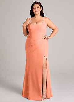 Azazie Mero Bridesmaid Dresses Sunset Sheath Pleated Chiffon Dress image11