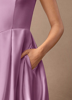 Azazie Fulton Mother of the Bride Dresses Wisteria A-Line Pleated Stretch Satin Dress image7