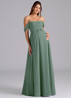 Azazie Saige Maternity Bridesmaid Dresses A-Line Pleated Chiffon Floor-Length Dress image3