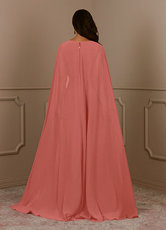 Azazie Isa Mère de la mariée Robes Robe Trapèze en Mousseline de soie Col V plissé Rose Saumon image4