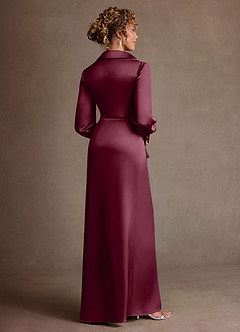 Azazie Jacinta 신부의 어머니 드레스 쉬스 주름진 스트레치 새틴 플로어 길이 드레스 image3